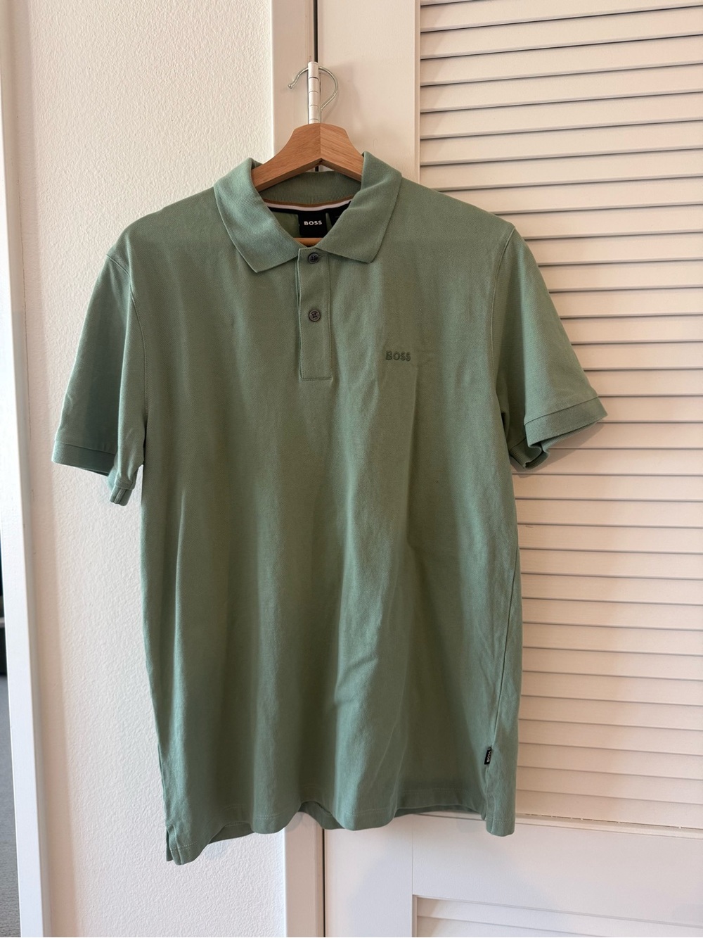 BOSS Men's Light Sage Green Polo Shirt